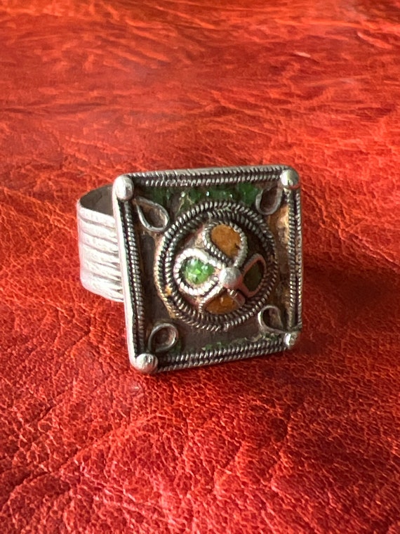 Solid SILVER Berber RING - Antique Moroccan, Ethn… - image 1