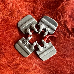 4 Old Solid SILVER Indian PENDANTS- Antique Central Asian, Ethnic, Tribal, Design Amulet, Talisman, India - Amazing Texture, Wear & Patina!