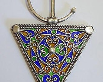 Broche Berbère Vintage Argentée - Années 1920/1930 - Bijou Ethnique Occasion