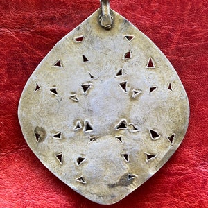 Antique SILVER Moroccan HAMSA Gilded Pendant, Ethnic, Tribal, Arabic, Islamic, Amulet, Talisman, African Jewelry Superb Patina & Wear image 5