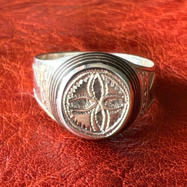 Solid SILVER Tuareg RING - Berber, Ethnic, Tribal, Layered Style - Men's Wedding Band - Saharan Desert Nomad African Jewelry - Size 12.25