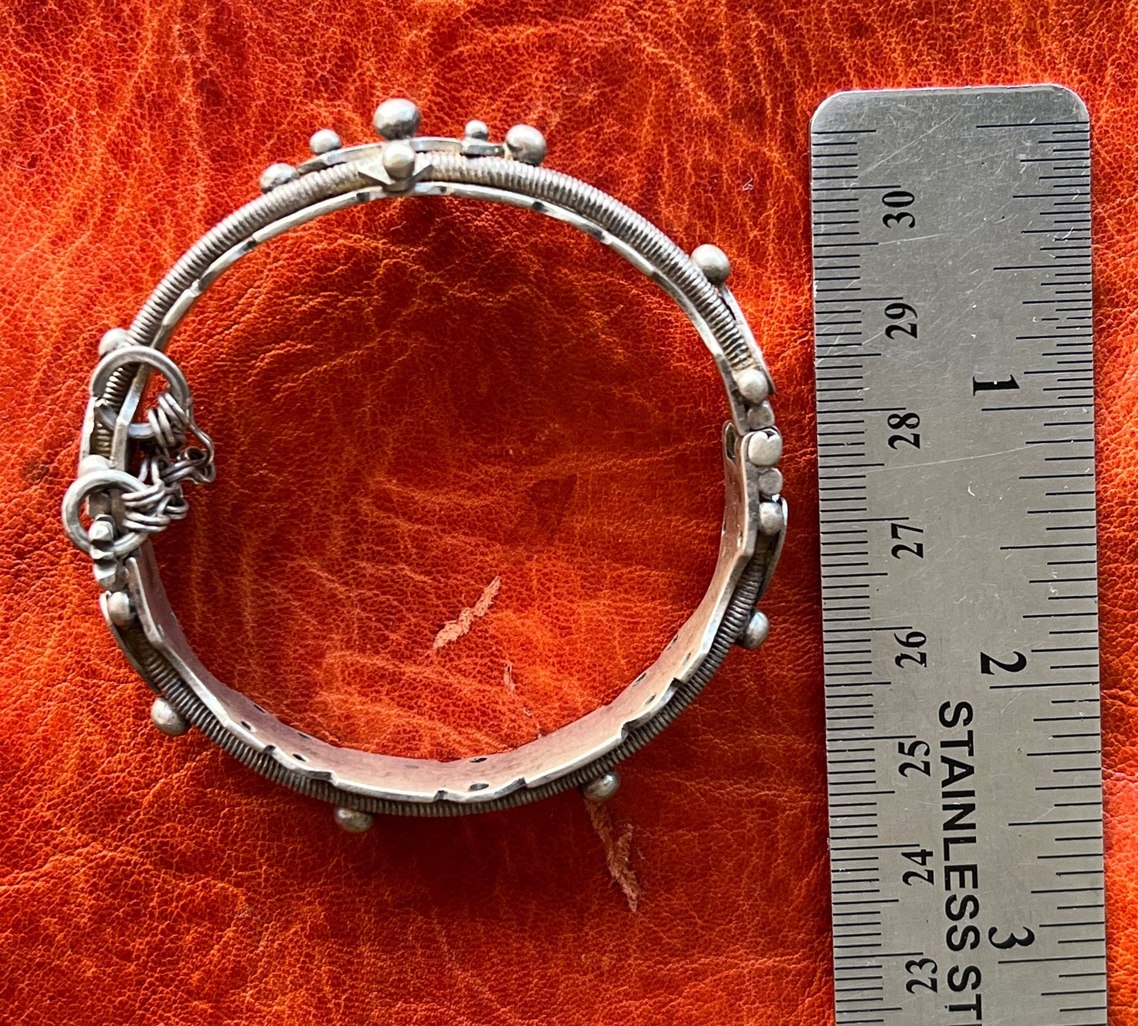 Old Tuareg Solid SILVER Bracelet - Hinged Bangle, Ethnic