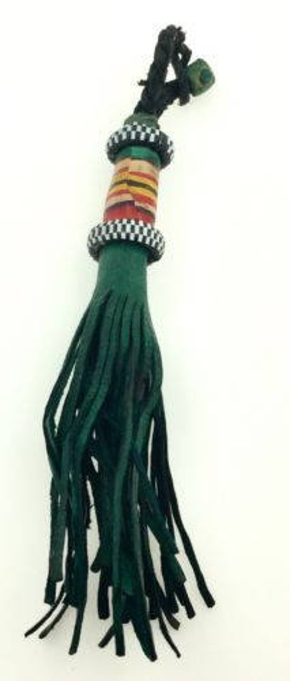 Leather Tuareg TASSEL Ethnic Tribal Ornament African Gift Fob Bag Purse Purple