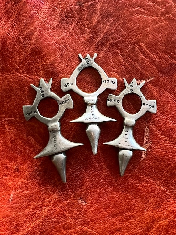 3 Old Solid Silver Tuareg Crosses - Zinder Style- 