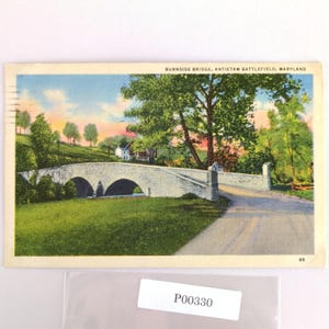 Burnside Bridge Antietam Battlefield Maryland Vtg Linen Postcard 1957 Civil War