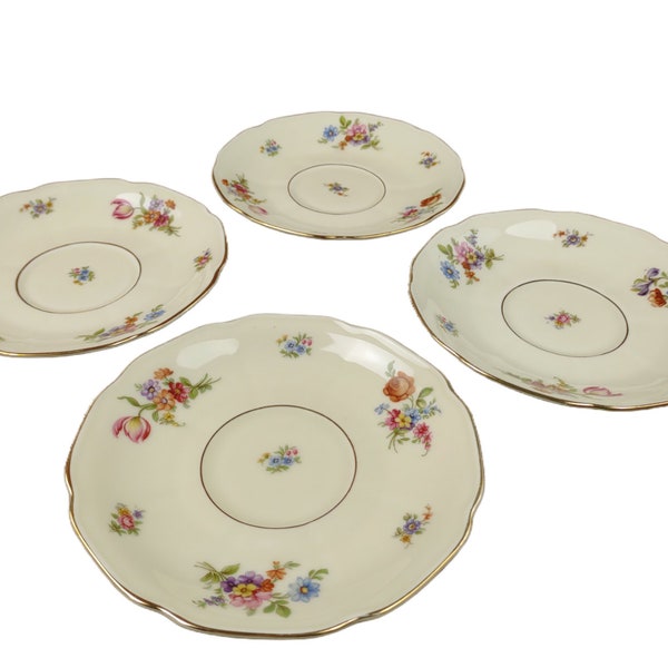 Set of 4 Vintage Tirschenreuth Bavaria THE COLWYN Saucers 4562 Floral Bone China Cottagecore