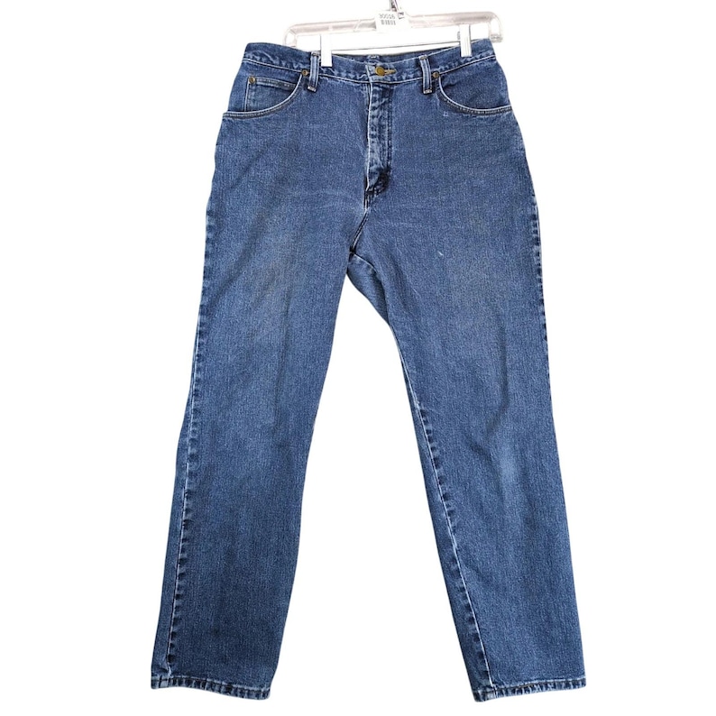 Vtg 80s-90s Wrangler Blues Jeans Men's 32x31 100% Cotton Brass Boot Zipper USA immagine 1