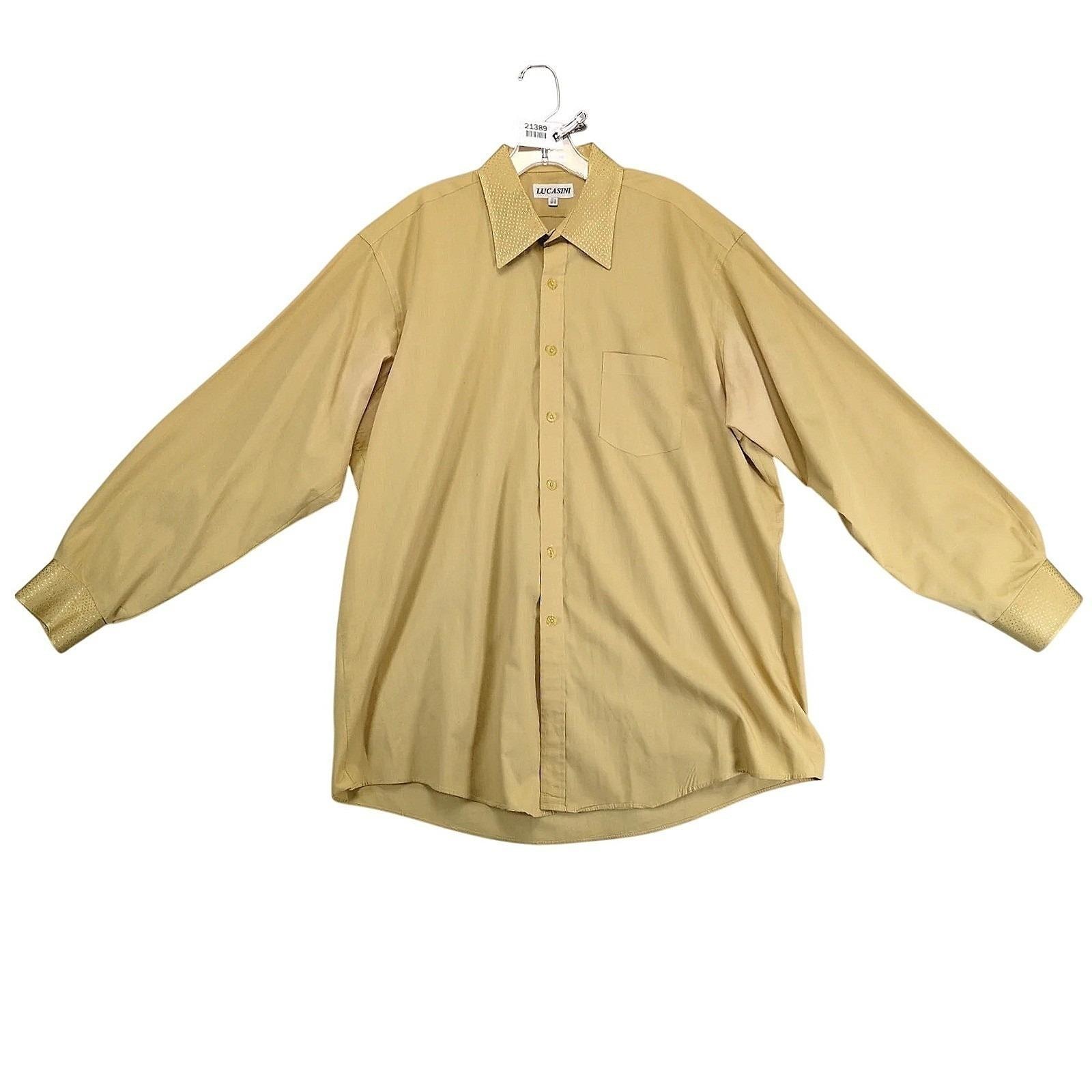 gold color men's dress shirt Men's Gold Taupe Satin Dress Shirt with Tie & Handkerchief 18.5 34/35 / Taupe