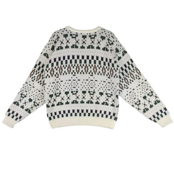 Vintage Sweater Graphix Men's L Sweater White Geo… - image 2