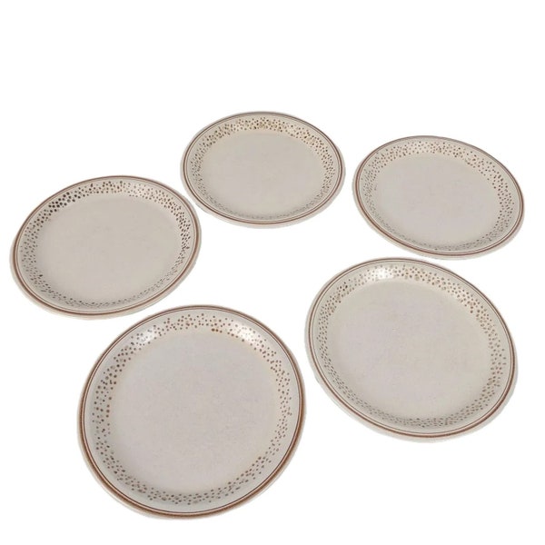 Set of 5 Vintage 1970s Country Cupboard FOXCRAFT FARM 7.5" Salad Plates Stoneware Korea