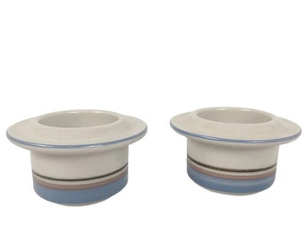 Arabia Finland UHTUA Set of 2 Egg Cups Vintage 80s Stoneware Inkeri Leivo Nordic