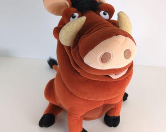 Vintage 90s Disney World Large Pumbaa Plush Stuffed Animal Lion King Warthog Pig