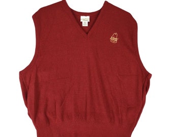 Vintage ARBY'S Employee Uniform Burgundy Sweater Vest, Men's XL Made in USA