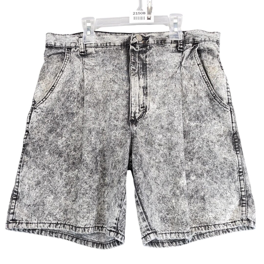 Vintage 1990 Wrangler Black Haze Acid Wash Jean Shorts Mens 34x8