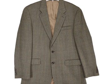 50s 60s Harris Tweed Black and Gray Herringbone Sport Coat With