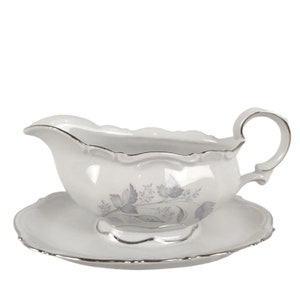 Vintage Mitterteich Bavaria Germany MONIKA Gravy Boat with Underplate Porcelain