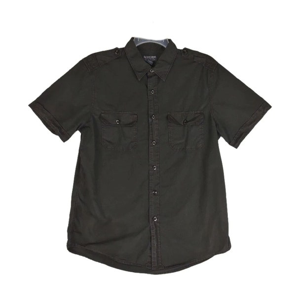 Vintage Polo Jeans Company Ralph Lauren Men's L Black Button Short Sleeve Utility Shirt