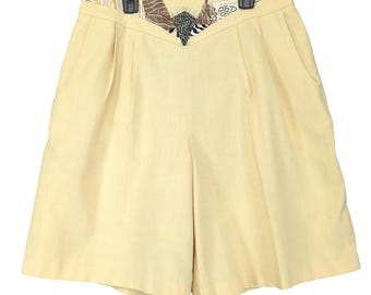 Vintage 90s City Girl Nancy Bolen Yellow Bermuda Shorts Womens 12 High Rise Art