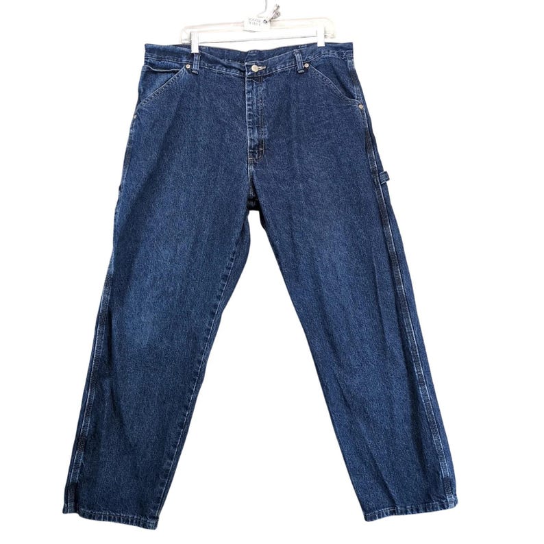 Vtg 90s Wrangler Hero Carpenter Jeans Men's 38x30 Dark Wash Relaxed Fit Workwear image 1