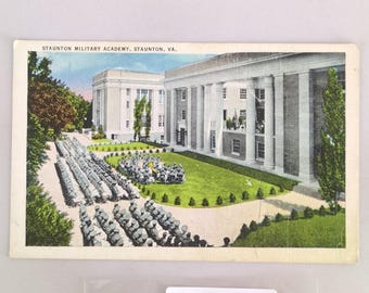 Staunton Military Academy Virginia 1930s Linen Postcard VA PC Unposted