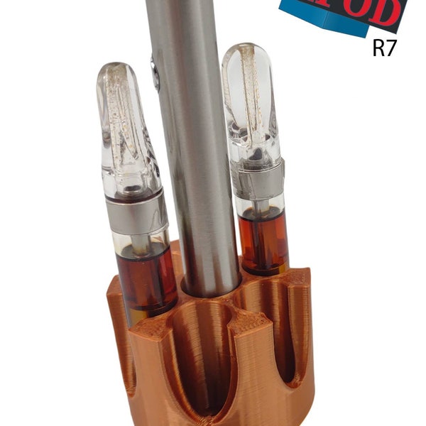VzPOD R7 Vape Pen & Battery Storage Stand Holder for 510 Carts Cartridges Copper Revolver Style