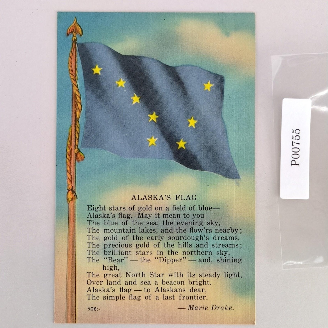 Alaska's Flag Poem Vintage 1930s Linen Postcard Unposted CP Johnston - Etsy