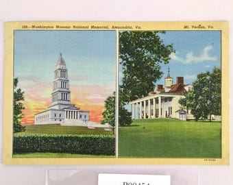 Washington Masonic National Memorial Alexandria Mt Vernon VA 1948 Linen Postcard