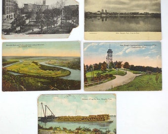 Set of 5 Early 1900s TENNESSEE RPPC & Lithograph Postcards, Memphis Chattanooga TN