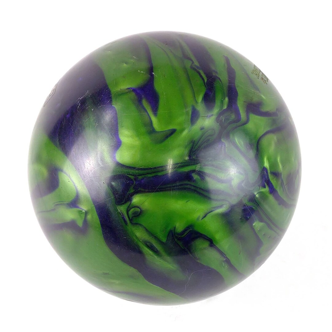 Vintage HAMMER VIBE Made USA 14lb 12oz Bowling Ball Green Purple Marble