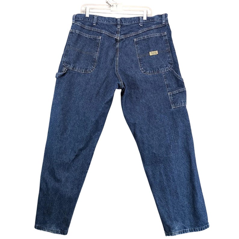 Vtg 90s Wrangler Hero Carpenter Jeans Men's 38x30 Dark Wash Relaxed Fit Workwear image 2