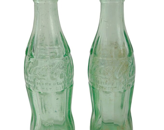 Set of 2 Vtg 1938 1941 COCACOLA Greensboro NC 6oz Glass Coke Bottles D