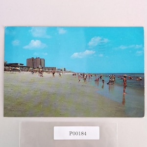 Vintage Virginia Beach Postcard 1963 Atlantic Ocean View People Color Photo