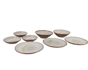 Vintage 8pc Set Casual Ceram PROVINCALE Stoneware Plates & Bowls Japan Tulip MCM