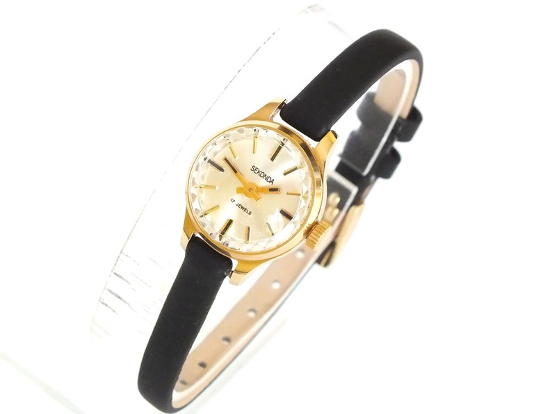 Sekonda Ladies Cocktail Watch 17 Jewels. Ornate Crystal Womens Vintage Watch. Small Gold Tone Woman Watch. Delicate Watch, Gift For Woman. image 1