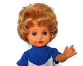 Soviet vintage doll. Sleeping eyes doll 80s. Retro doll with original clothers and shoes.