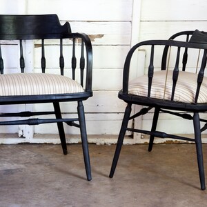 Yakisugi Black Vintage 1958 Drexel Heritage Barrel Arm Chairs Pair image 5