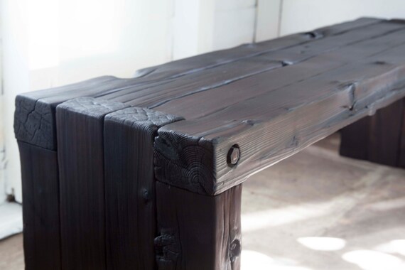 Japanese Yakisugi Vintage Wood Bench Coffee Side Table Etsy