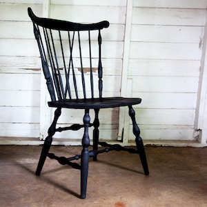 1960s Traditional Bent Bros Black Yakisugi Windsor Chair