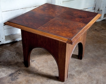 1922 Antique Texan Mission Walnut Burl Brunching Side Table