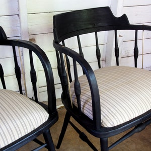 Yakisugi Black Vintage 1958 Drexel Heritage Barrel Arm Chairs Pair image 6