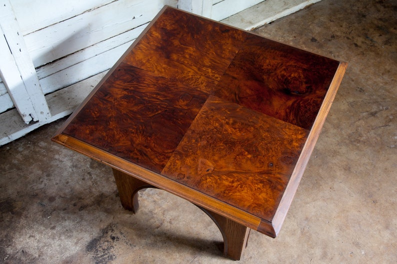 1922 Antique Texan Mission Walnut Burl Brunching Side Table image 2