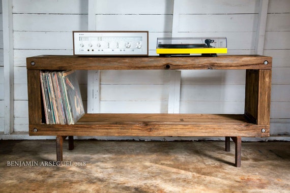 Vintage Wood MCM TV Media Console Coffee Table Bench Etsy UK