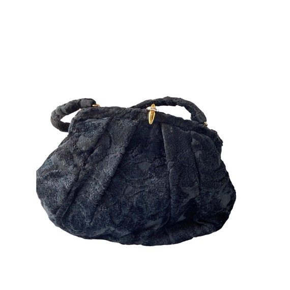 Vintage Velvet Handbag Crown Lewis 1950s Design B… - image 4