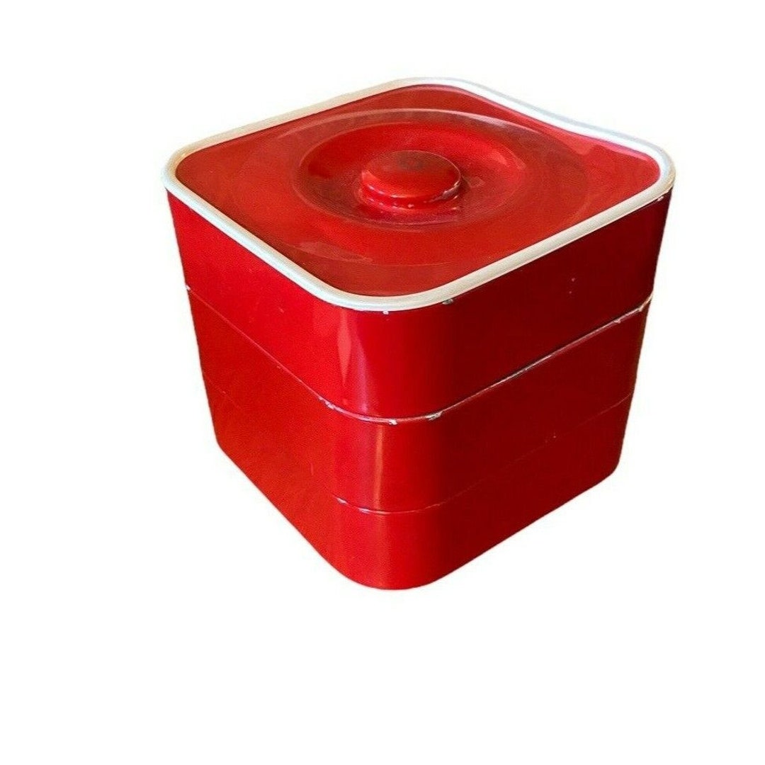 Stacking Storage Bins Red Nils Johan MCM 1960 Red Trays Aluminum Crafts