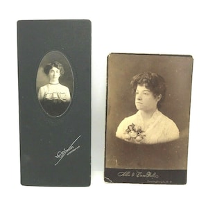 Cabinet Photographs Lot Of Two Ladies Photographers from Amsterdam NY Troy NY