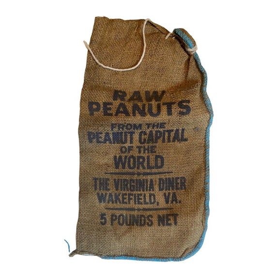 Virginia Diner Raw Peanut Burlap 5 lbs Bag Blue W… - image 1