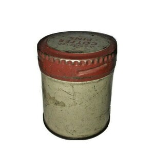 Cotter Pin Tin Off White Red EMPTY Small Twist Top Man Cave Garage Vintage
