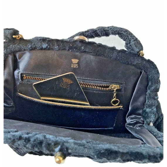 Vintage Velvet Handbag Crown Lewis 1950s Design B… - image 2