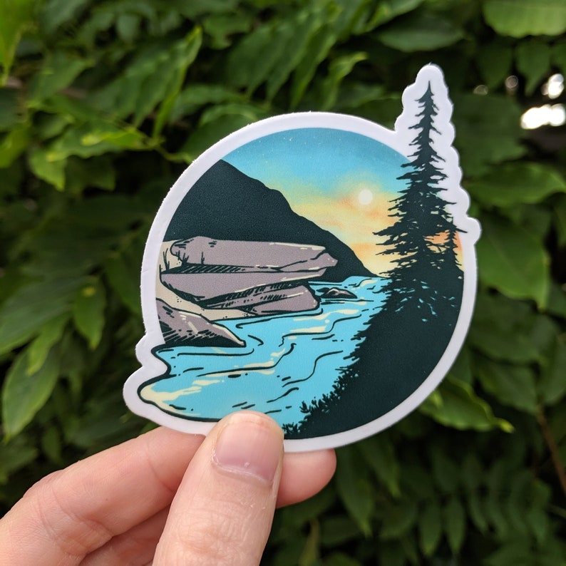 River Landscape Vinyl Sticker | Etsy Canada