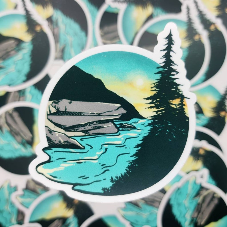 River Landscape Vinyl Sticker | Etsy Canada